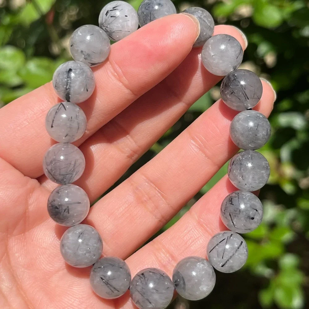 11mm strechable tourmalinated quartz bracelet‎